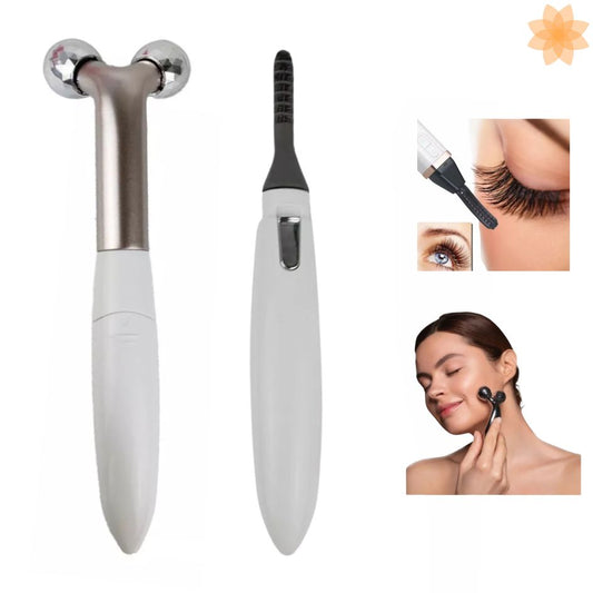 2 in 1 Face Massager y Rizador de Pestañas